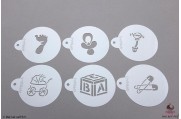 PAISLEY Geboorte stencils set/6